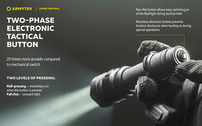 Lampe torche Armytek Viking Pro Max 5300 Lumens - Batterie 21700 Li-Ion 5000mAh - Portée de 355 mètres
