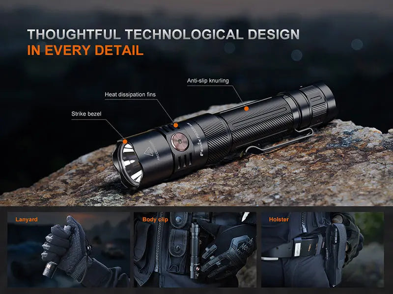 Lampe Tactique Fenix PD35R ACE 2000 Lumens - Multimodes - Rechargeable USB-C  NYCTALOPE  