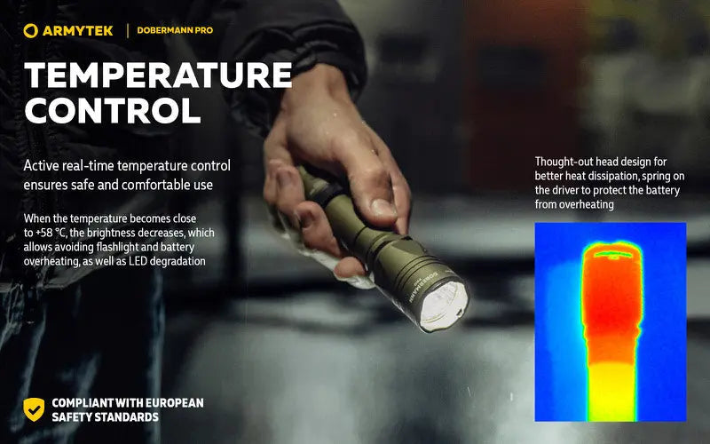 Lampe Torche Armytek Dobermann Pro OLIVE Magnet USB – 1400 Lumens - WARM  NYCTALOPE  