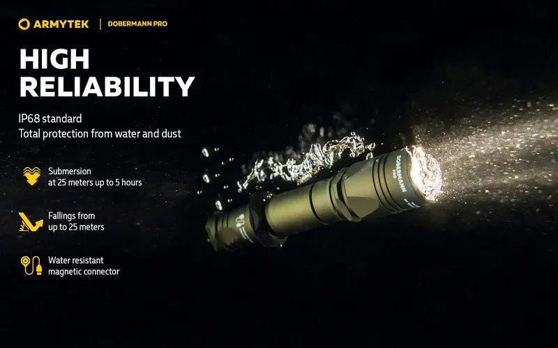Lampe Torche Armytek Dobermann Pro OLIVE Magnet USB – 1400 Lumens - WARM  NYCTALOPE  