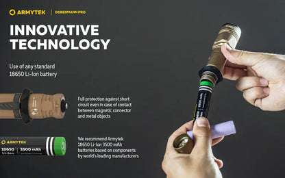 Lampe Torche Armytek Dobermann Pro SAND Magnet USB – 1400 Lumens - WARM  NYCTALOPE  