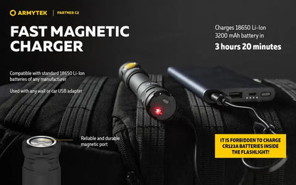 Lampe Torche Armytek Partner C2 V4 Magnet USB – 1100/1020 Lumens  NYCTALOPE  