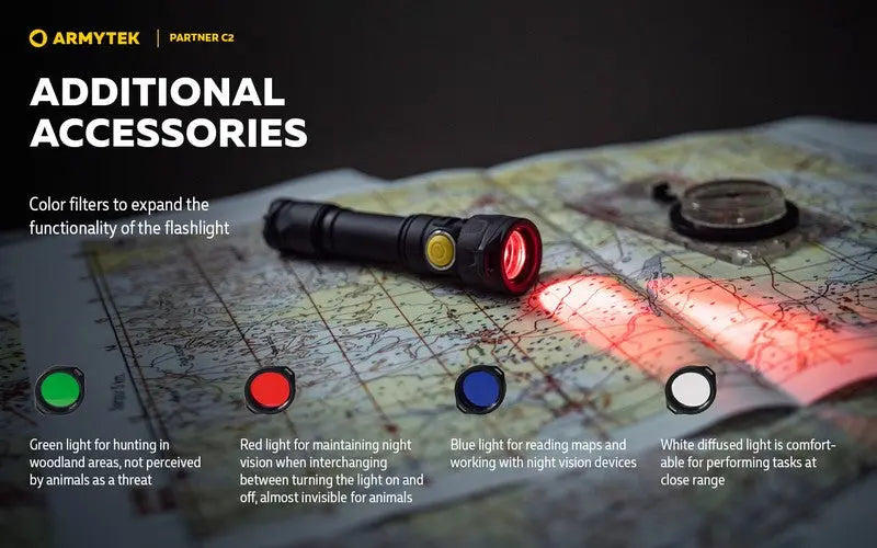 Lampe Torche Armytek Partner C2 V4 Magnet USB – 1100/1020 Lumens  NYCTALOPE  