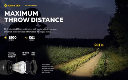Lampe Torche Armytek Predator Pro Magnet USB – 1500/1400 Lumens - NYCTALOPE