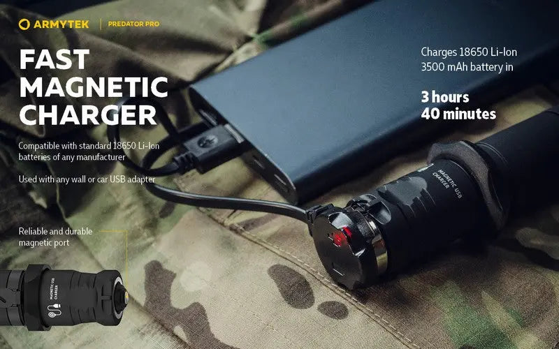 Lampe Torche Armytek Predator Pro Magnet USB – 1500/1400 Lumens - NYCTALOPE