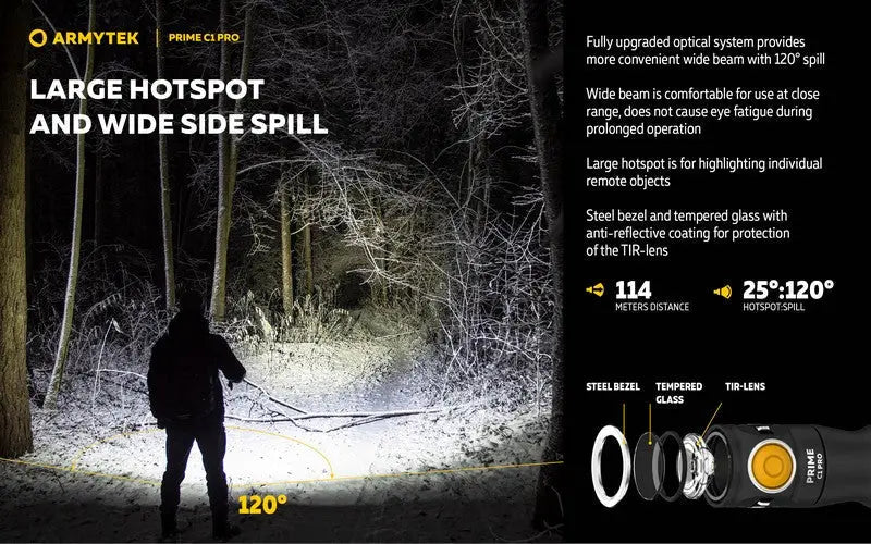 Lampe Torche Armytek Prime C1 PRO V4 Magnet USB – 1000/930 Lumens  NYCTALOPE  