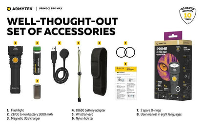 Lampe Torche Armytek Prime C2 PRO MAX V4 Magnet USB – 4000/3720 Lumens  NYCTALOPE  