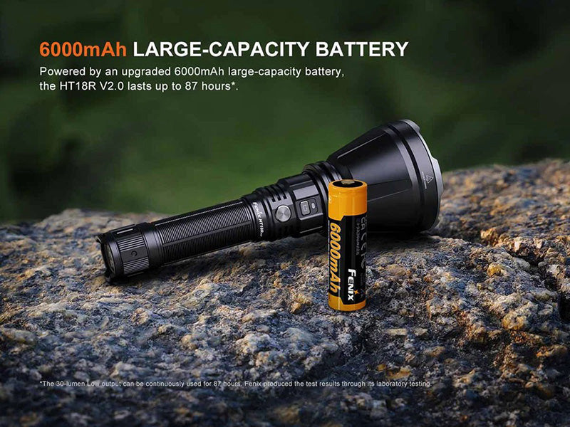 Lampe Torche Fenix HT18R V2.0 - 3700 Lumens - Lampe longue portée 1100 mètres - Double interrupteur latéral  NYCTALOPE  
