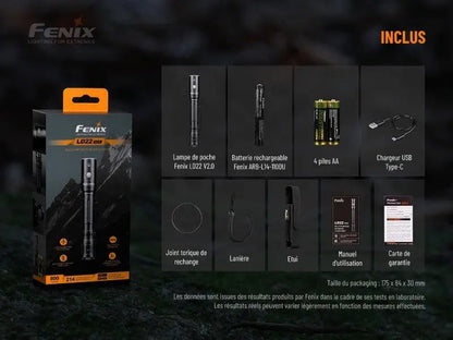 Lampe Torche Fenix LD22 V2.0 – 800 Lumens  NYCTALOPE  