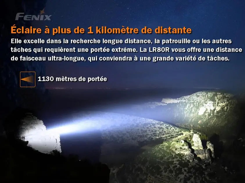 Lampe Torche Fenix LR80R – 18000 Lumens - Rechargeable - NYCTALOPE