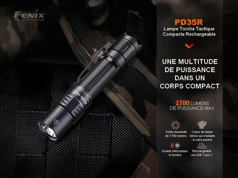 Lampe Torche Fenix PD35R – 1700 Lumens - rechargeable  NYCTALOPE  