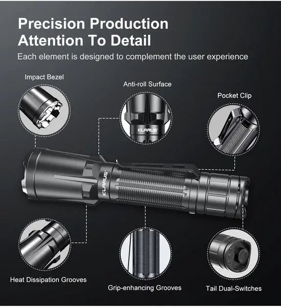 Lampe Torche Klarus XT11GT PRO V2 – 3300 Lumens tactique et rechargeable  NYCTALOPE  