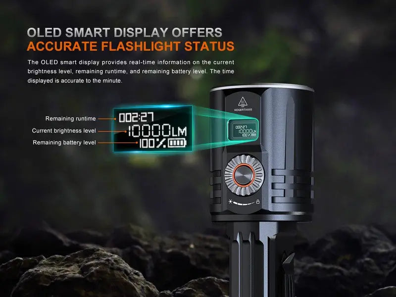 Lampe Torche Laser Fenix LR36R - 10000 Lumens LED + 350 Lumens LEP - Longue portée 1260 mètres  NYCTALOPE  