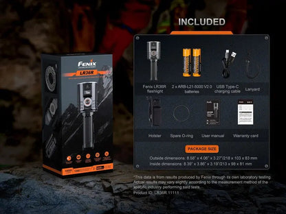 Lampe Torche Laser Fenix LR36R - 10000 Lumens LED + 350 Lumens LEP - Longue portée 1260 mètres  NYCTALOPE  