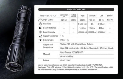 Lampe Torche Laser LEP Nextorch T10L - 520 Lumens rechargeable - Ultra longue portée  NYCTALOPE  