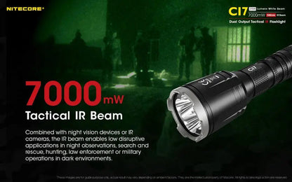 Lampe Torche Nitecore CI7 – 2500 Lumens + 7W Infrarouge  NYCTALOPE  