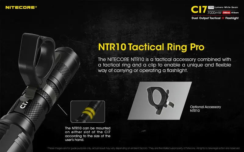 Lampe Torche Nitecore CI7 – 2500 Lumens + 7W Infrarouge  NYCTALOPE  