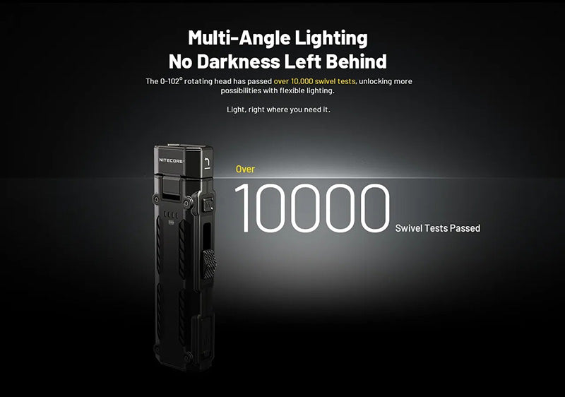 Lampe Torche Nitecore EDC09 - 1600 Lumens - Tête Rotative 102° - 3 Températures de Couleur  NYCTALOPE  