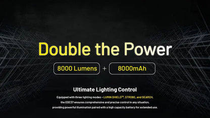 Lampe Torche Nitecore EDC37 8000 Lumens - Rechargeable USB-C - Écran OLED - NYCTALOPE