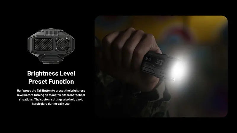 Lampe Torche Nitecore EDC37 8000 Lumens - Rechargeable USB-C - Écran OLED - NYCTALOPE