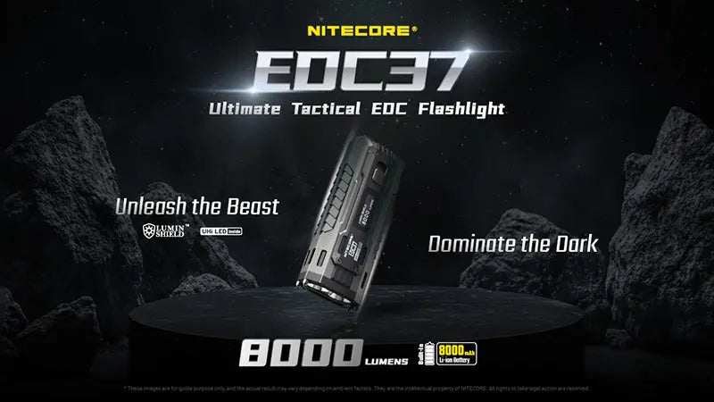 Lampe Torche Nitecore EDC37 8000 Lumens - Rechargeable USB-C - Écran OLED - NYCTALOPE