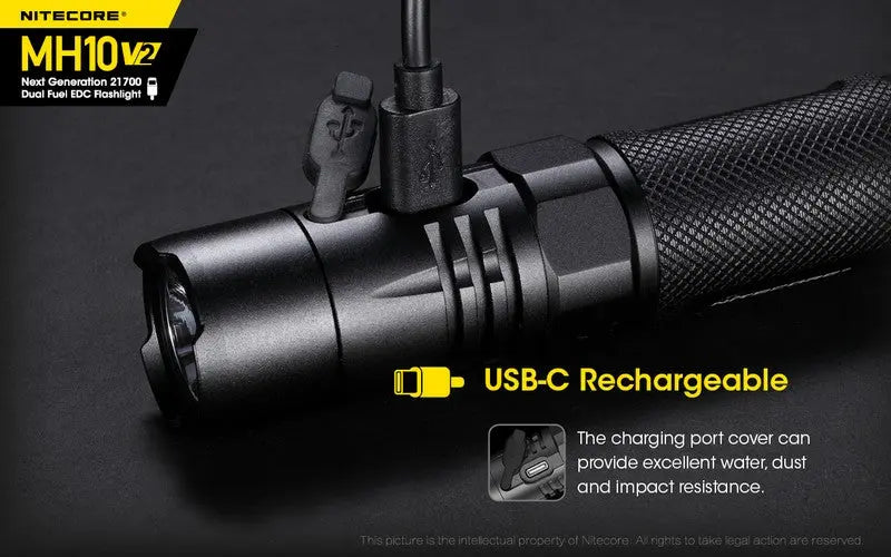 Lampe Torche Nitecore MH10V2 – 1200 Lumens - Rechargeable  NYCTALOPE  