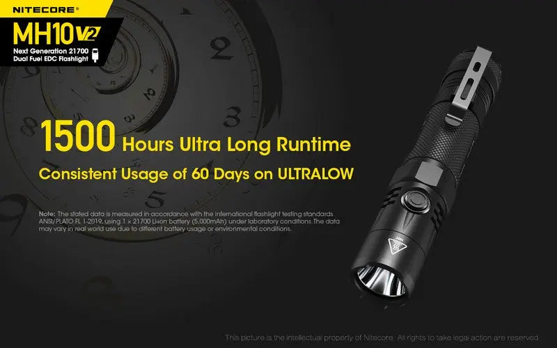Lampe Torche Nitecore MH10V2 – 1200 Lumens - Rechargeable  NYCTALOPE  
