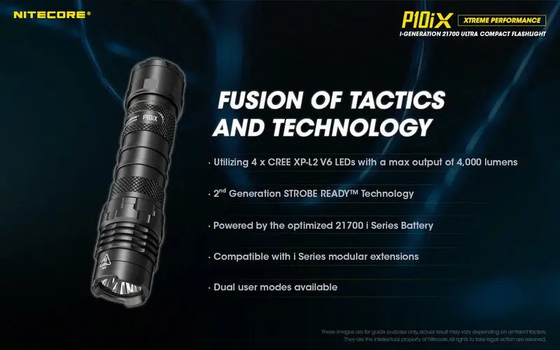 Lampe Torche Nitecore P10iX – 4000 Lumens - Rechargeable USB-C  NYCTALOPE  