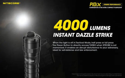 Lampe Torche Nitecore P10iX – 4000 Lumens - Rechargeable USB-C  NYCTALOPE  