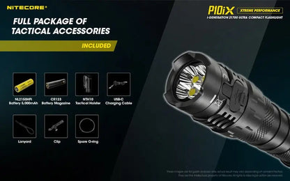 Lampe Torche Nitecore P10iX – 4000 Lumens - Rechargeable USB-C  NYCTALOPE  