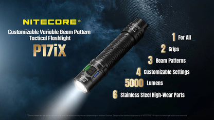 Lampe Torche Nitecore P17iX 5000 Lumens - Tactique Personnalisable - Batterie 21700 5500mAh - USB-C