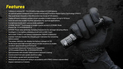 Lampe Torche Nitecore P23i – 3000 Lumens  NYCTALOPE  