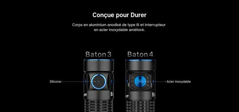 Lampe Torche Olight Baton 4 édition standard 1300 Lumens - Noir  NYCTALOPE  