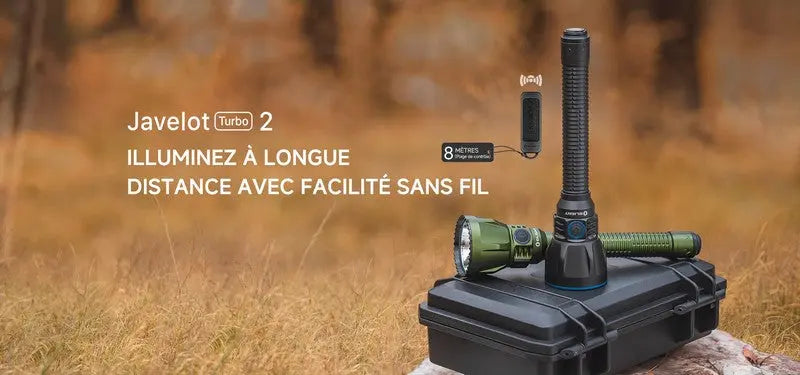 Lampe Torche Olight Javelot Turbo 2 KIT - 1800 Lumens rechargeable longue portée 1500 mètres - Noir - NYCTALOPE
