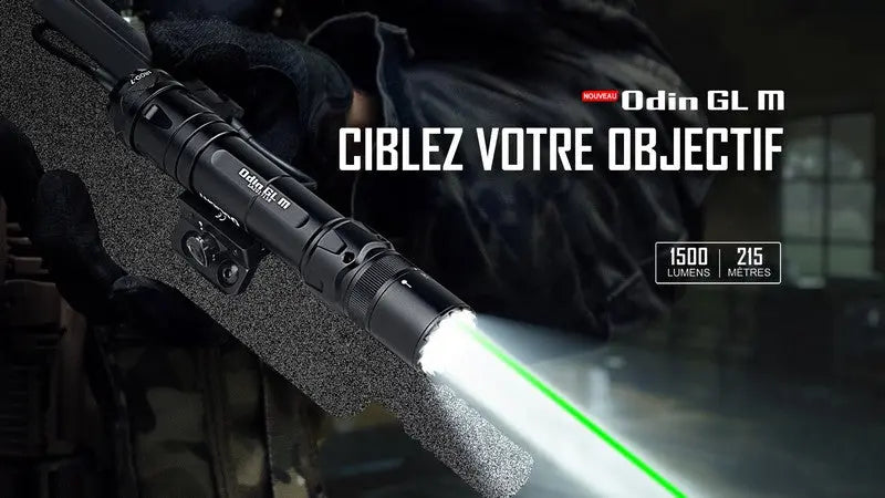 Lampe Torche Olight Odin GL M – 1500 Lumens – Fixation M-LOK et Switch – Laser Vert - NYCTALOPE