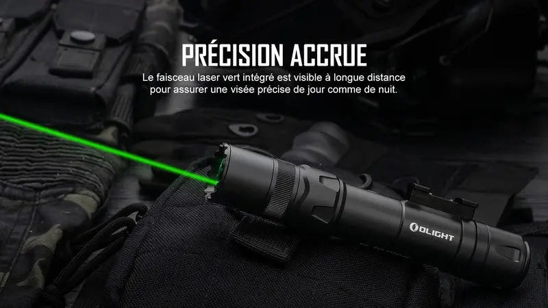Lampe Torche Olight Odin GL M – 1500 Lumens – Fixation M-LOK et Switch – Laser Vert - NYCTALOPE