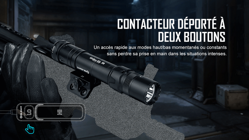 Lampe Torche Olight Odin GL M – 1500 Lumens – Fixation M-LOK et Switch – Laser Vert - NYCTALOPE