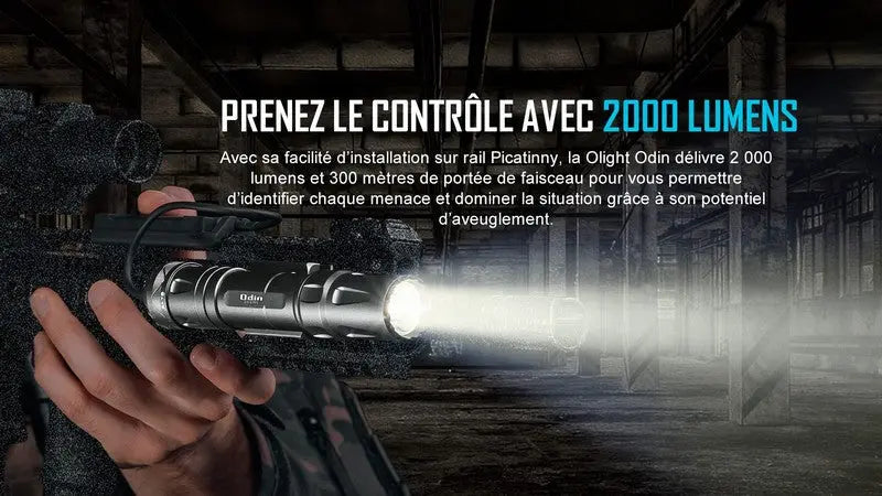 Lampe Torche Olight Odin – 2000 Lumens – Fixation Picatinny et Switch - NYCTALOPE