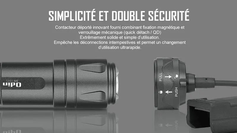 Lampe Torche Olight Odin – 2000 Lumens – Fixation Picatinny et Switch - NYCTALOPE