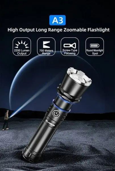 Lampe Torche Rechargeable Klarus A3 – 2200 Lumens – Focus réglable  NYCTALOPE  