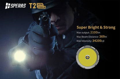Lampe Torche Speras T2 – 2100 Lumens tactique et rechargeable - NYCTALOPE