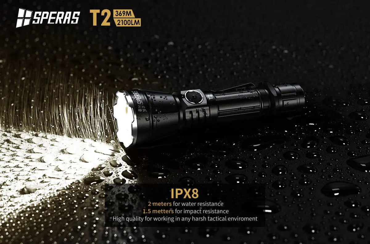 Lampe Torche Speras T2 – 2100 Lumens tactique et rechargeable - NYCTALOPE