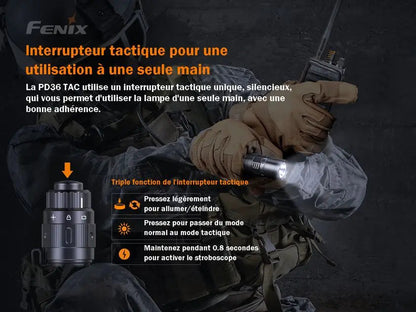 Lampe Torche Tactique Fenix PD36TAC – 3000 Lumens  NYCTALOPE  