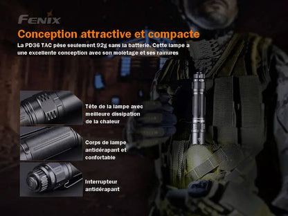 Lampe Torche Tactique Fenix PD36TAC – 3000 Lumens  NYCTALOPE  