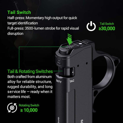 Lampe Torche Tactique Nextorch TA70 - 3500 Lumens - Ultra-compacte - Accès direct au Strobe  NYCTALOPE  