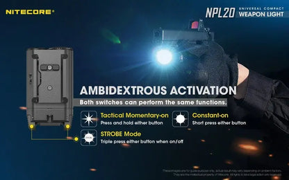 Lampe Torche pour arme Nitecore NPL20 – 460 Lumens  NYCTALOPE  