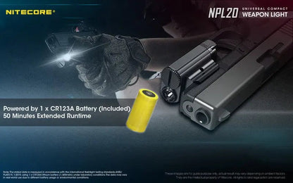 Lampe Torche pour arme Nitecore NPL20 – 460 Lumens  NYCTALOPE  