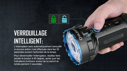 Lampe Torche puissante Olight MARAUDER 2 - 14000 Lumens – Rechargeable  NYCTALOPE  