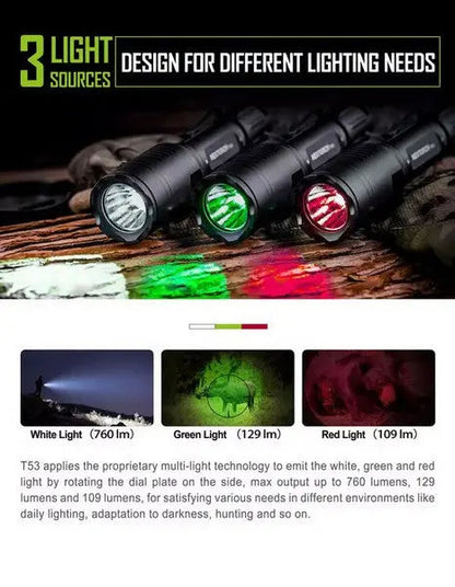 Lampe Torche tactique Nextorch T53 SET- 760 Lumens rechargeable - Kit chasse  NYCTALOPE  