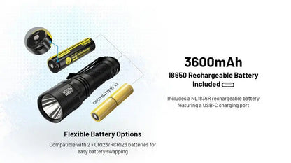 Lampe Torche tactique Nitecore MT2C PRO - 1800Lumens  NYCTALOPE  